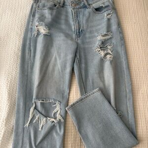 American Eagle Outfitters High Rise Blue Jeans Distressed Denim